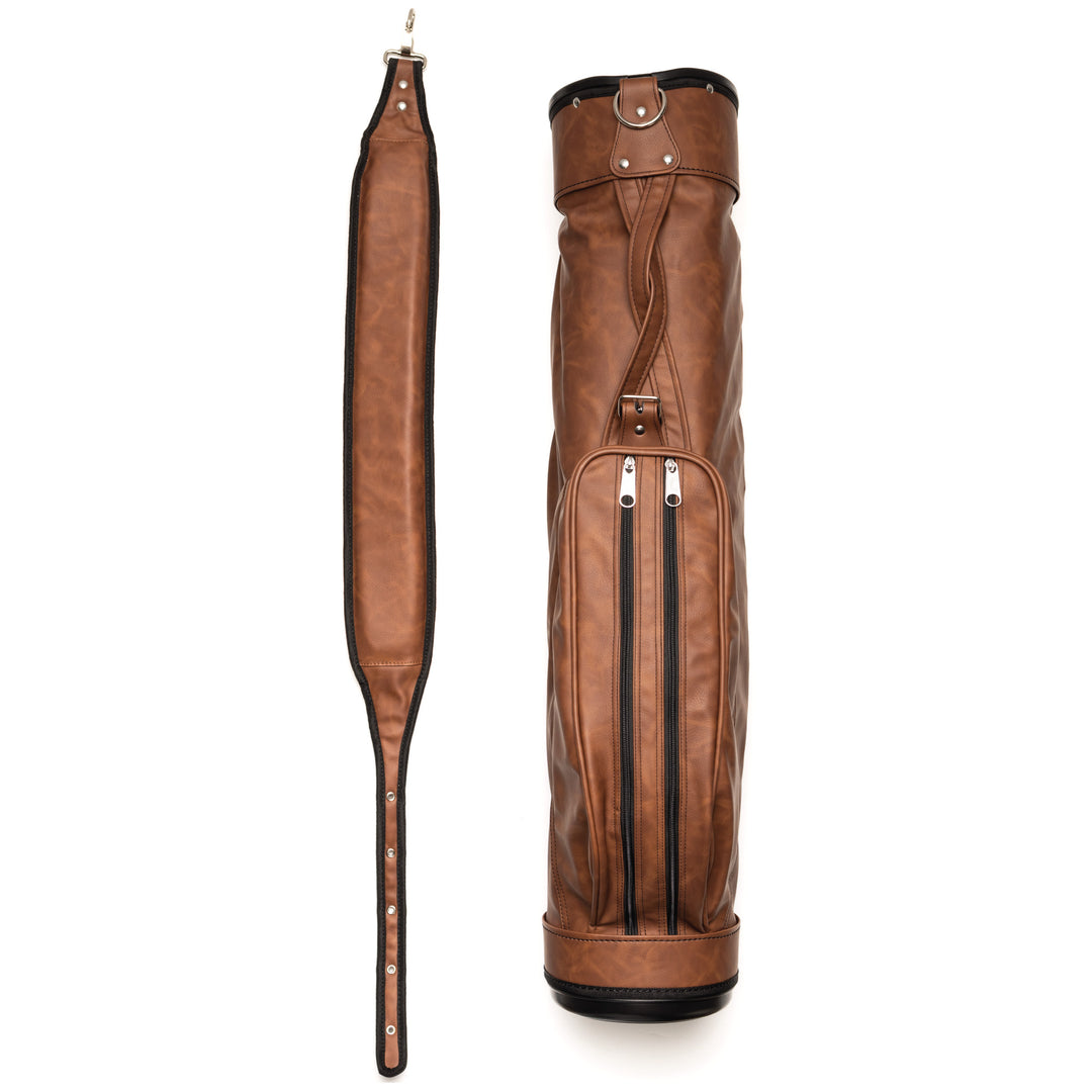 Heritage Brown Leather Golf Bag - Stand